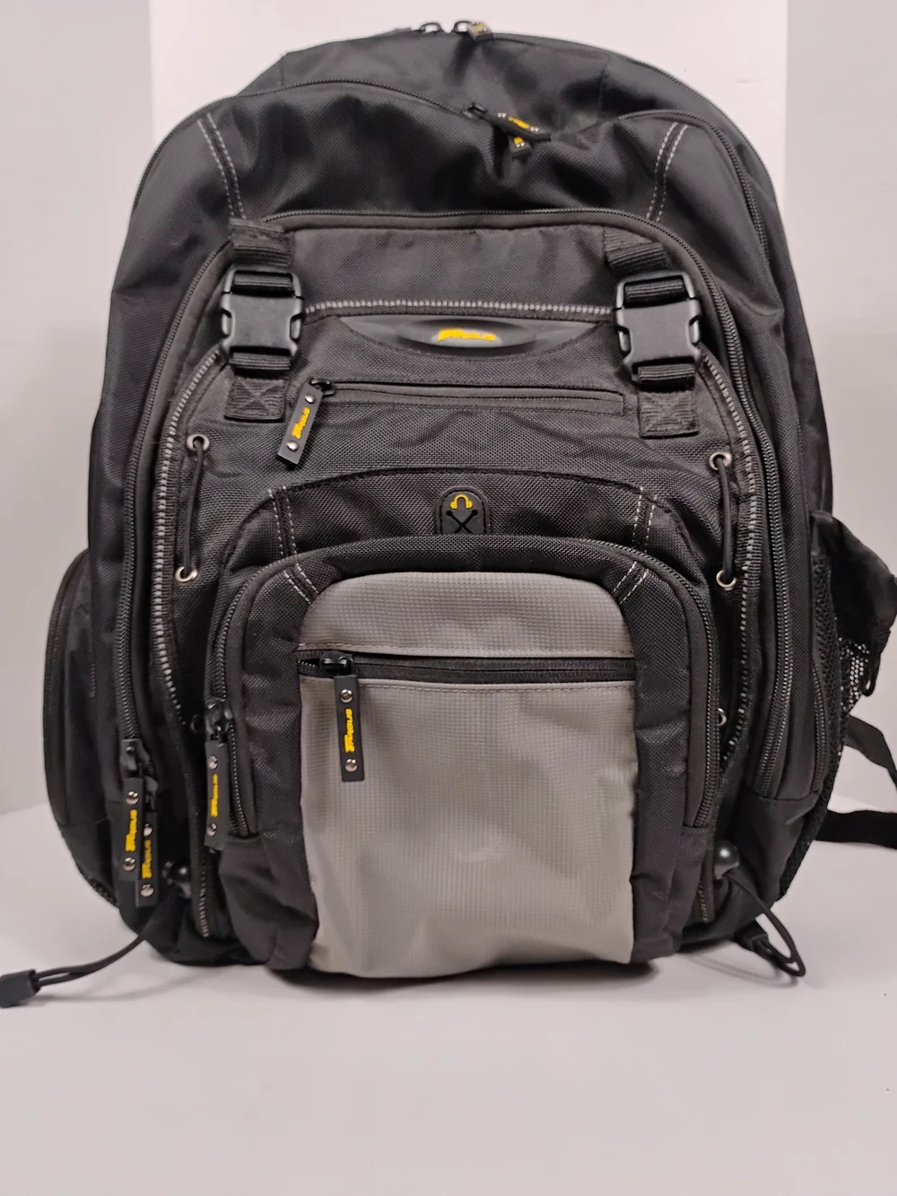 Black and Gray Men's Tech Backpack - Unbranded